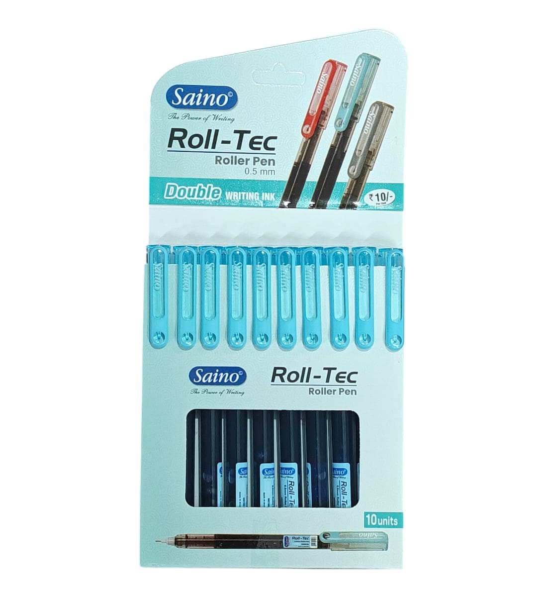 Saino Roll-Tec Free Ink System Roller Blue Pen (Pack of 10)